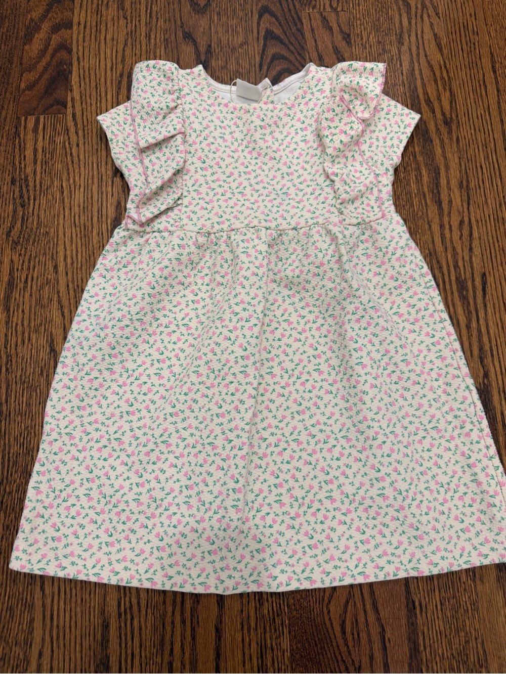 Zara Cream Dress with Pink and Green Floral Print